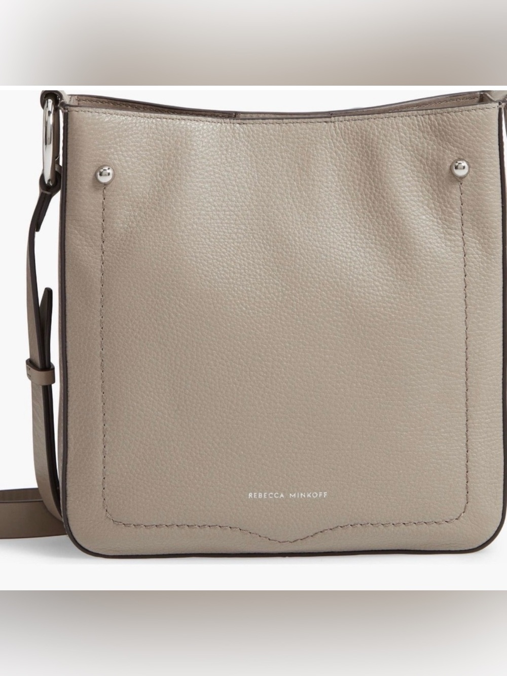 Rebecca Minkoff Taupe Leather Jody Feed Bag with Adjustable Strap Crossbody